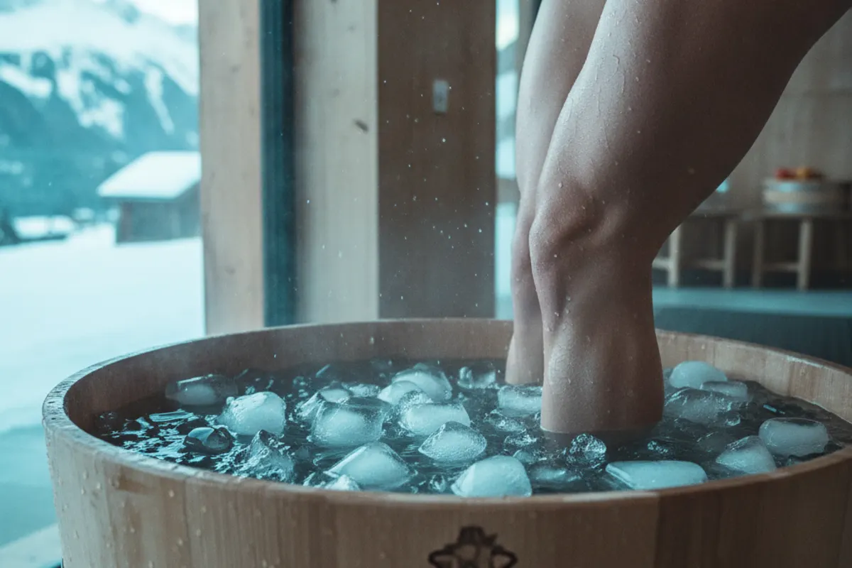 Athlète de CrossFit se plongeant dans un bain froid après un WOD intense — illustration 2