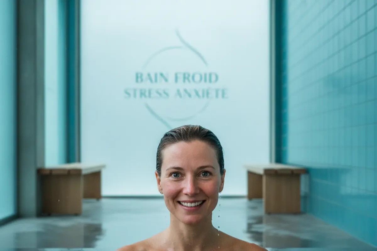 Personne sereine après un bain froid illustrant la réduction du stress et de l'anxiété