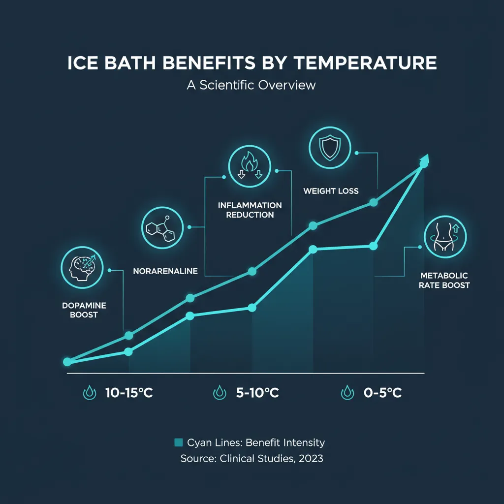 Tableau des bienfaits du bain glacé selon la température et la durée d'immersion