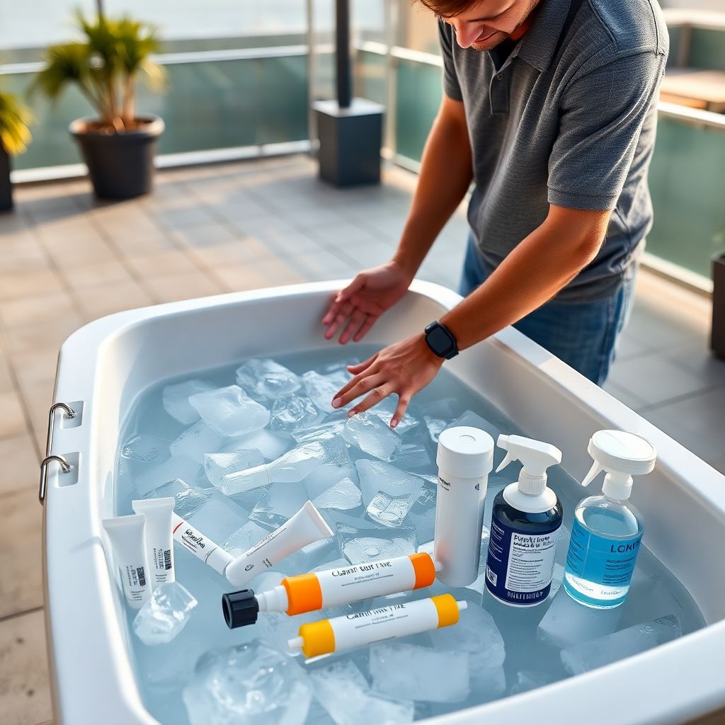 Personne nettoyant et entretenant un bain froid à domicile