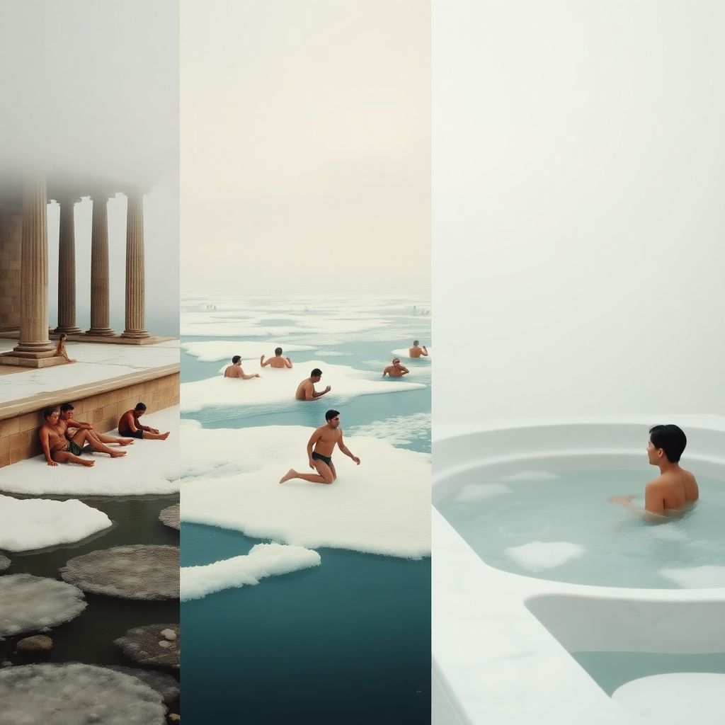 Frise chronologique illustrant l'histoire du bain froid à travers les âges