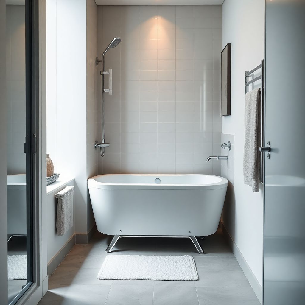 Bain froid portable installé dans une salle de bain d'appartement