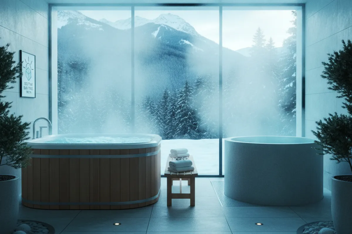 Personne pratiquant le bain froid tôt le matin dans le cadre d'une routine quotidienne